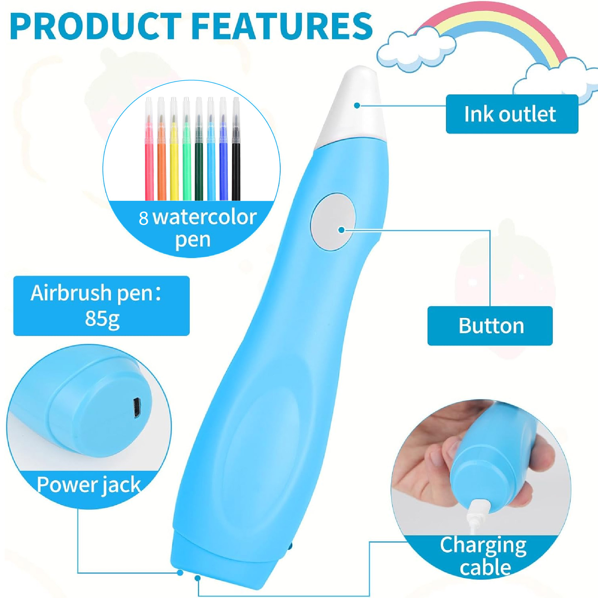 Vista 6 de Lapiz Bolígrafo Aerografo Niños Recargab